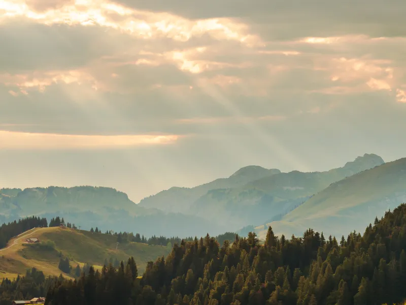 Panorama dall'aereo del Col de Joux